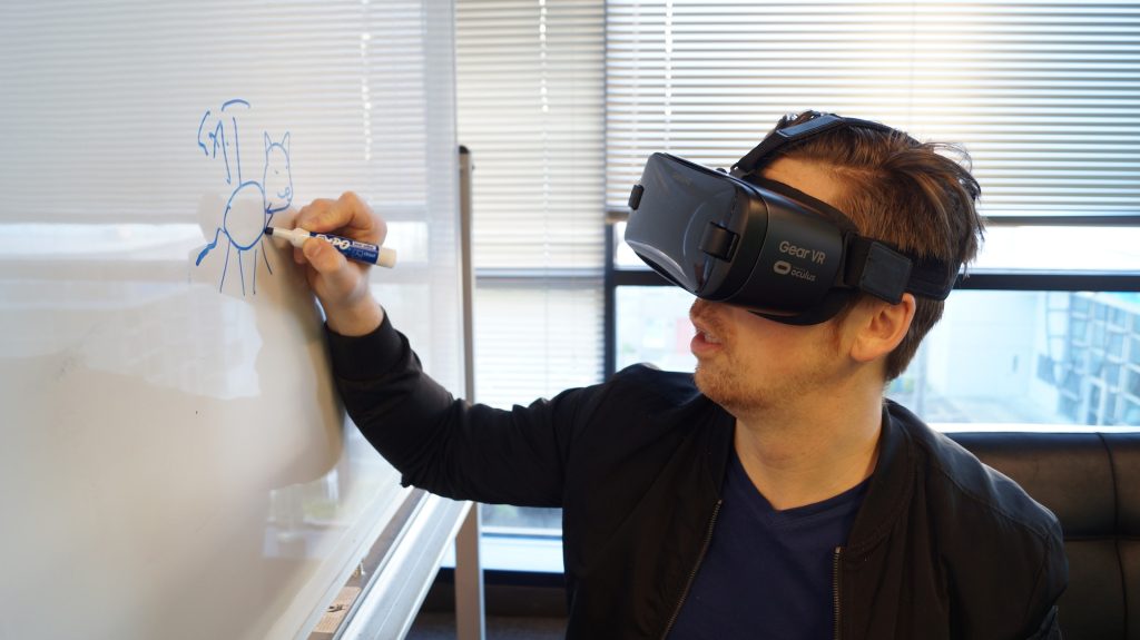 person using VR in the construction industry